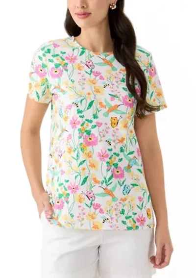 Petite Printed Crew Neck T-Shirt