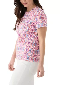 Petite Printed Crew Neck T-Shirt