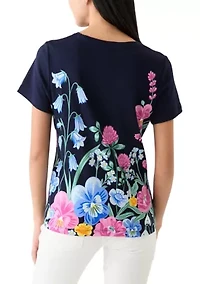 Petite Short Sleeve Placement Print T-Shirt
