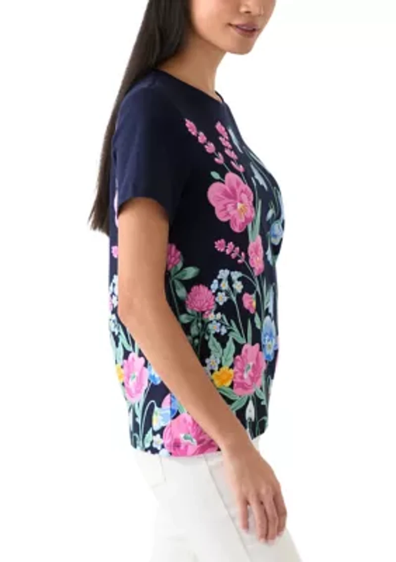 Petite Short Sleeve Placement Print T-Shirt
