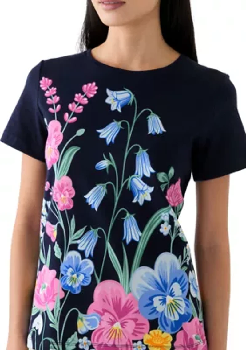 Petite Short Sleeve Placement Print T-Shirt