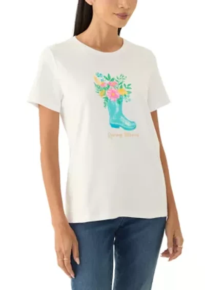 Petite Crew Neck Graphic T-Shirt