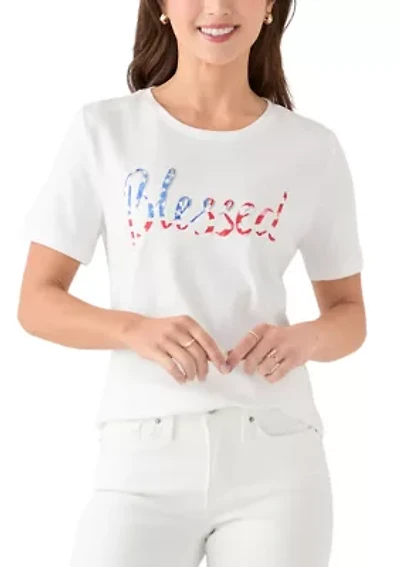 Petite Crew Neck Graphic T-Shirt