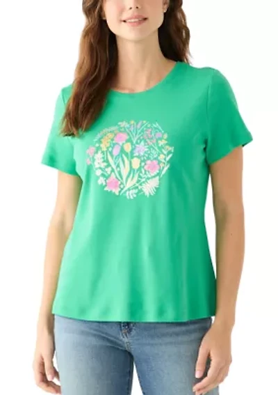 Petite Crew Neck Graphic T-Shirt