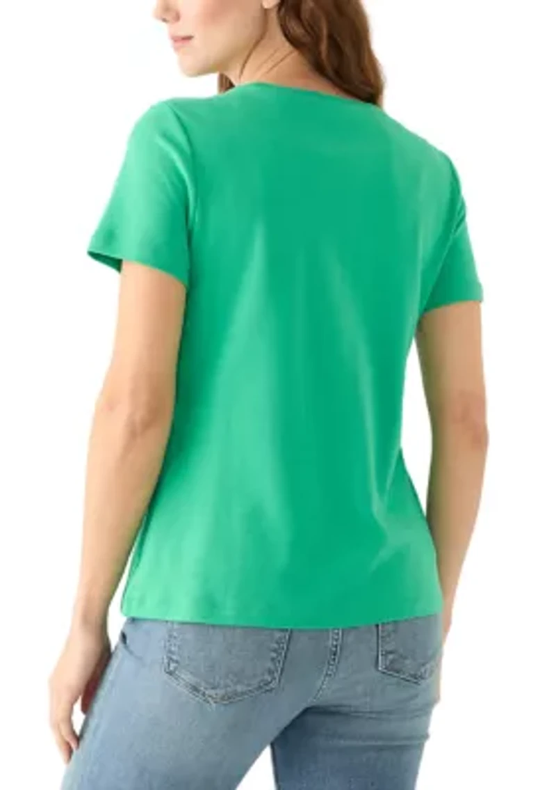 Petite Crew Neck Graphic T-Shirt