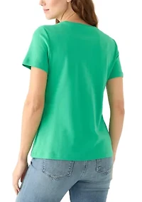 Petite Crew Neck Graphic T-Shirt