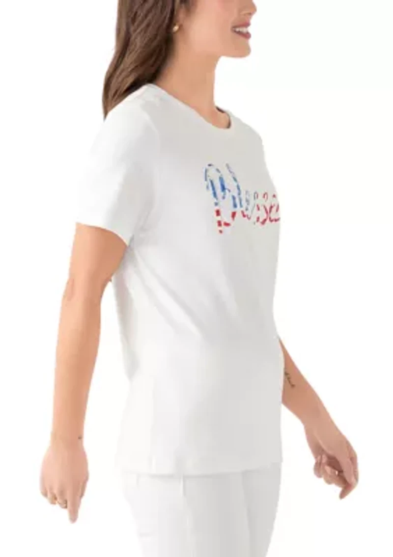 Petite Crew Neck Graphic T-Shirt