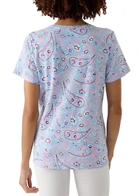 Petite Short Sleeve V-Neck Printed T-Shirt