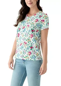 Petite Short Sleeve V-Neck Printed T-Shirt