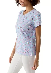 Petite Short Sleeve V-Neck Printed T-Shirt