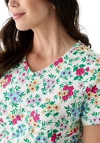 Petite Short Sleeve V-Neck Printed T-Shirt