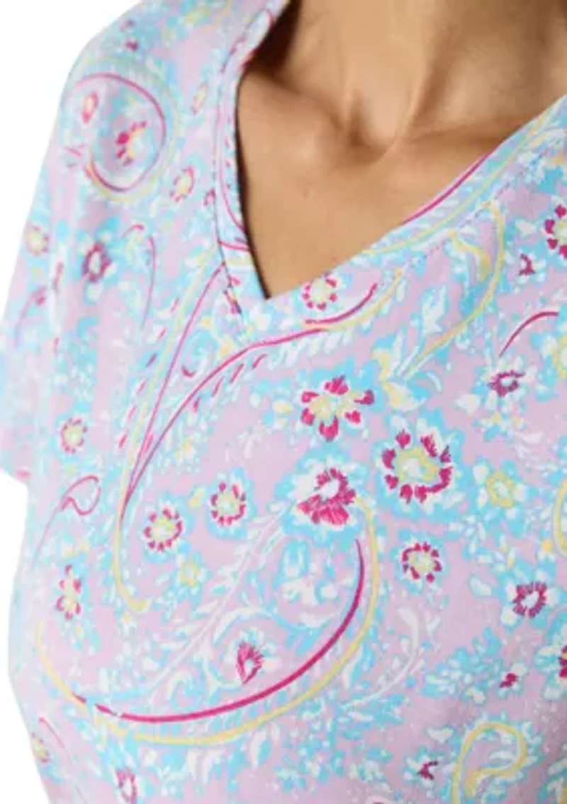 Petite Short Sleeve V-Neck Printed T-Shirt