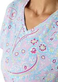 Petite Short Sleeve V-Neck Printed T-Shirt