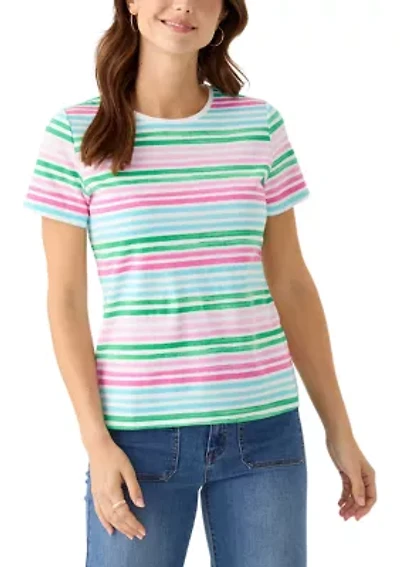 Petite Short Sleeve Striped T-Shirt
