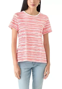 Petite Short Sleeve Striped T-Shirt