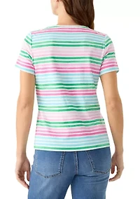 Petite Short Sleeve Striped T-Shirt