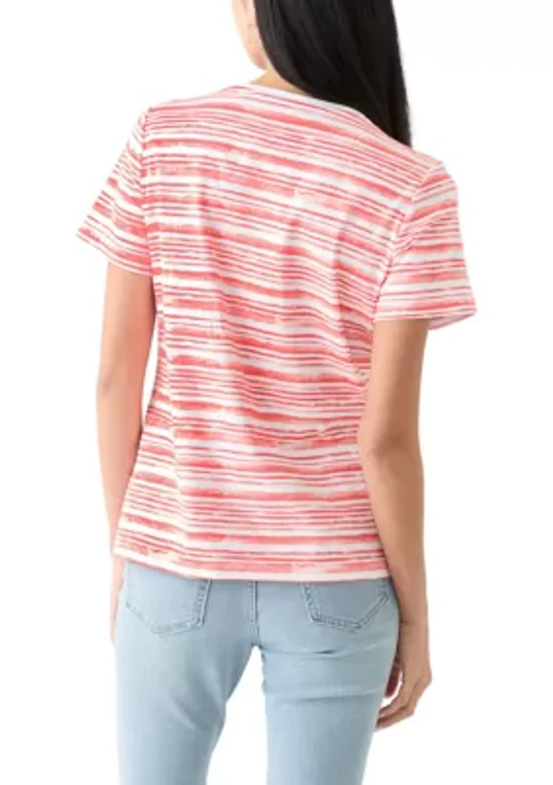 Petite Short Sleeve Striped T-Shirt