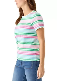 Petite Short Sleeve Striped T-Shirt