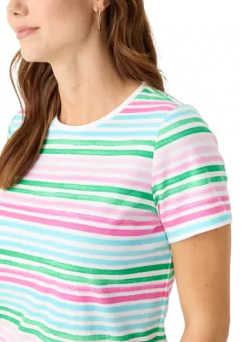 Petite Short Sleeve Striped T-Shirt