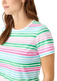 Petite Short Sleeve Striped T-Shirt