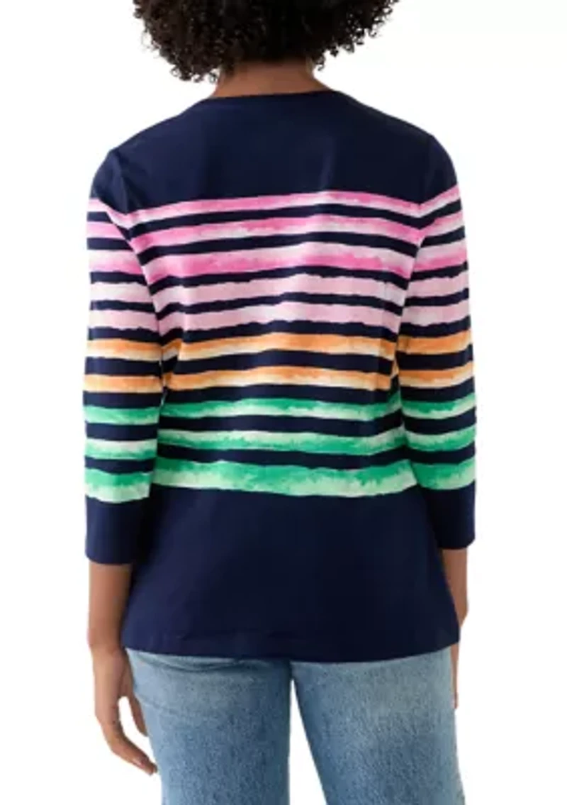 Petite Placement Stripe T-Shirt