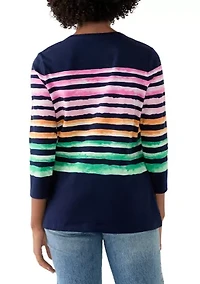 Petite Placement Stripe T-Shirt