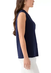Petite Sleeveless V-Neck Shell Tank