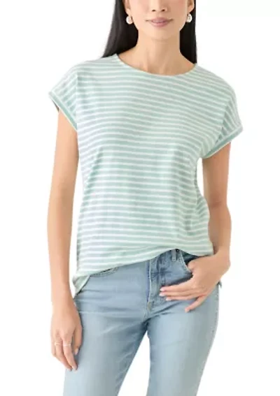Petite Stripe Printed Top