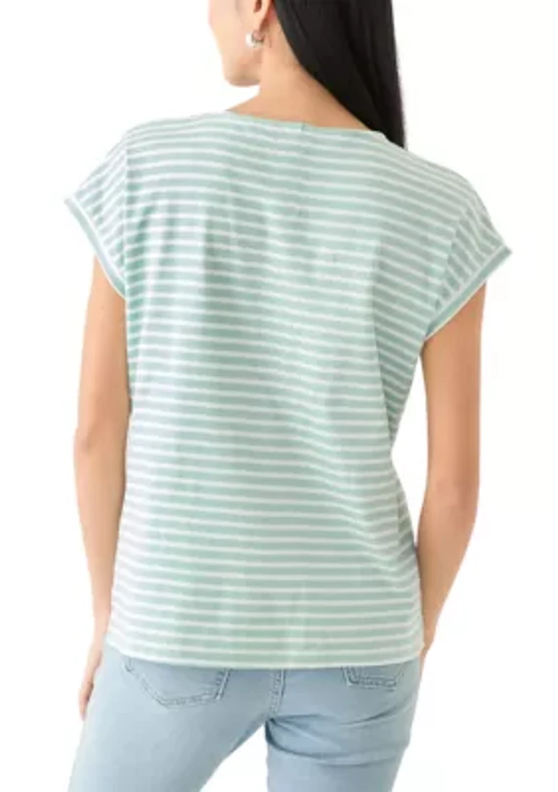 Petite Stripe Printed Top