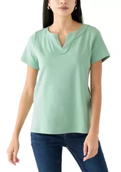 Petite Crochet Trim T-Shirt