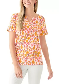 Petite Crochet Trim Printed T-Shirt