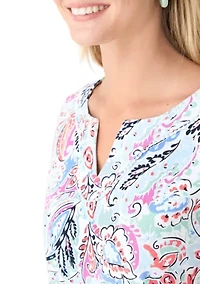 Petite Crochet Trim Printed T-Shirt