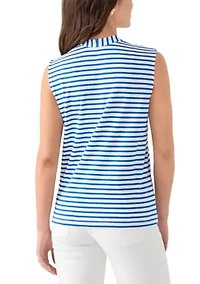 Petite V-Neck Sleeveless Yarn Dyed Top