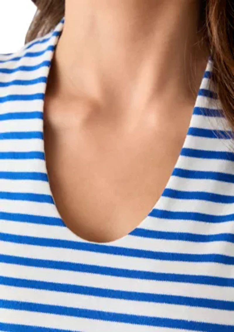 Petite V-Neck Sleeveless Yarn Dyed Top