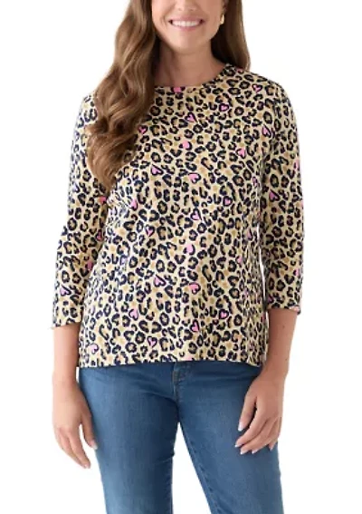 Petite Three-Quarter Sleeve Printed Top