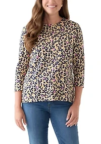 Petite Three-Quarter Sleeve Printed Top