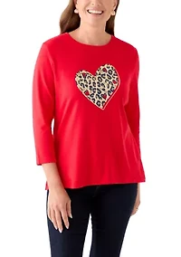 Petite Three-Quarter Sleeve Graphic Top