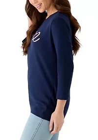 Petite Three-Quarter Sleeve Graphic Top