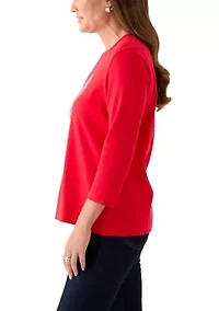 Petite Three-Quarter Sleeve Graphic Top