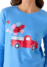 Petite Three-Quarter Sleeve Graphic Top