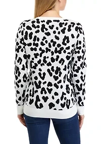 Women's Long Sleeve Crew Neck Jacquard Sweater