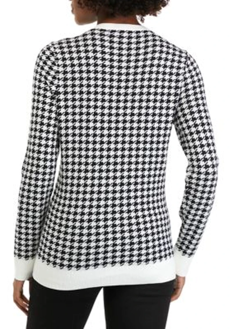 Women's Long Sleeve Crew Neck Jacquard Sweater