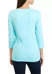 Women's 3/4 Sleeve Crew Neck Fashion T-Shirt
