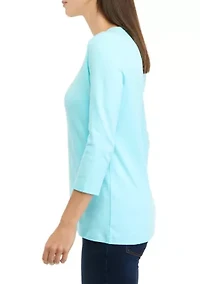 Women's 3/4 Sleeve Crew Neck Fashion T-Shirt