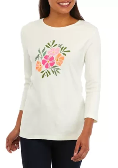 Women's 3/4 Sleeve Thankful Graphic T-Shirt