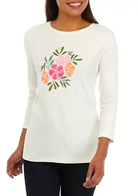 Women's 3/4 Sleeve Thankful Graphic T-Shirt