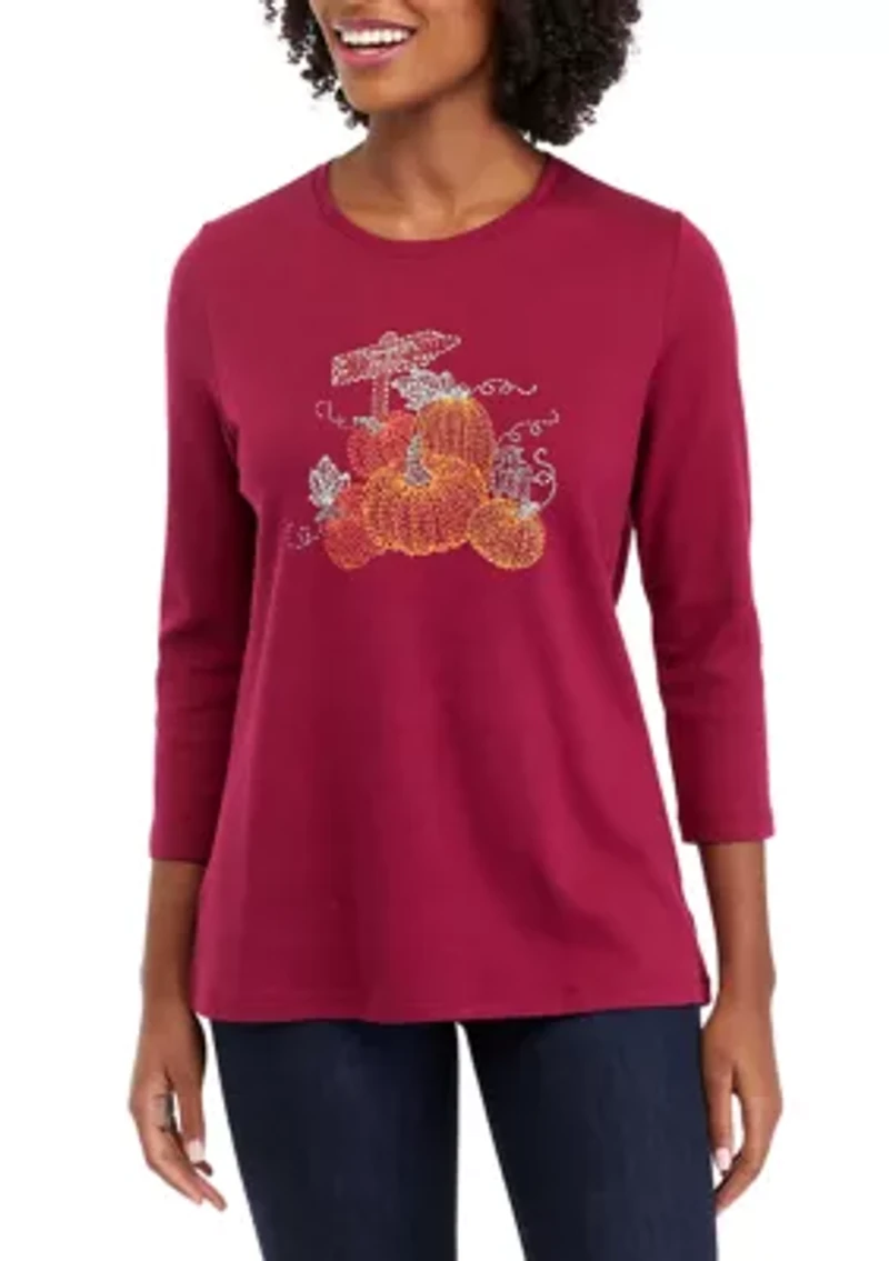 Women's 3/4 Sleeve Thankful Graphic T-Shirt