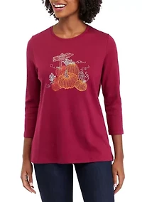 Women's 3/4 Sleeve Thankful Graphic T-Shirt