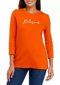 Women's 3/4 Sleeve Thankful Graphic T-Shirt