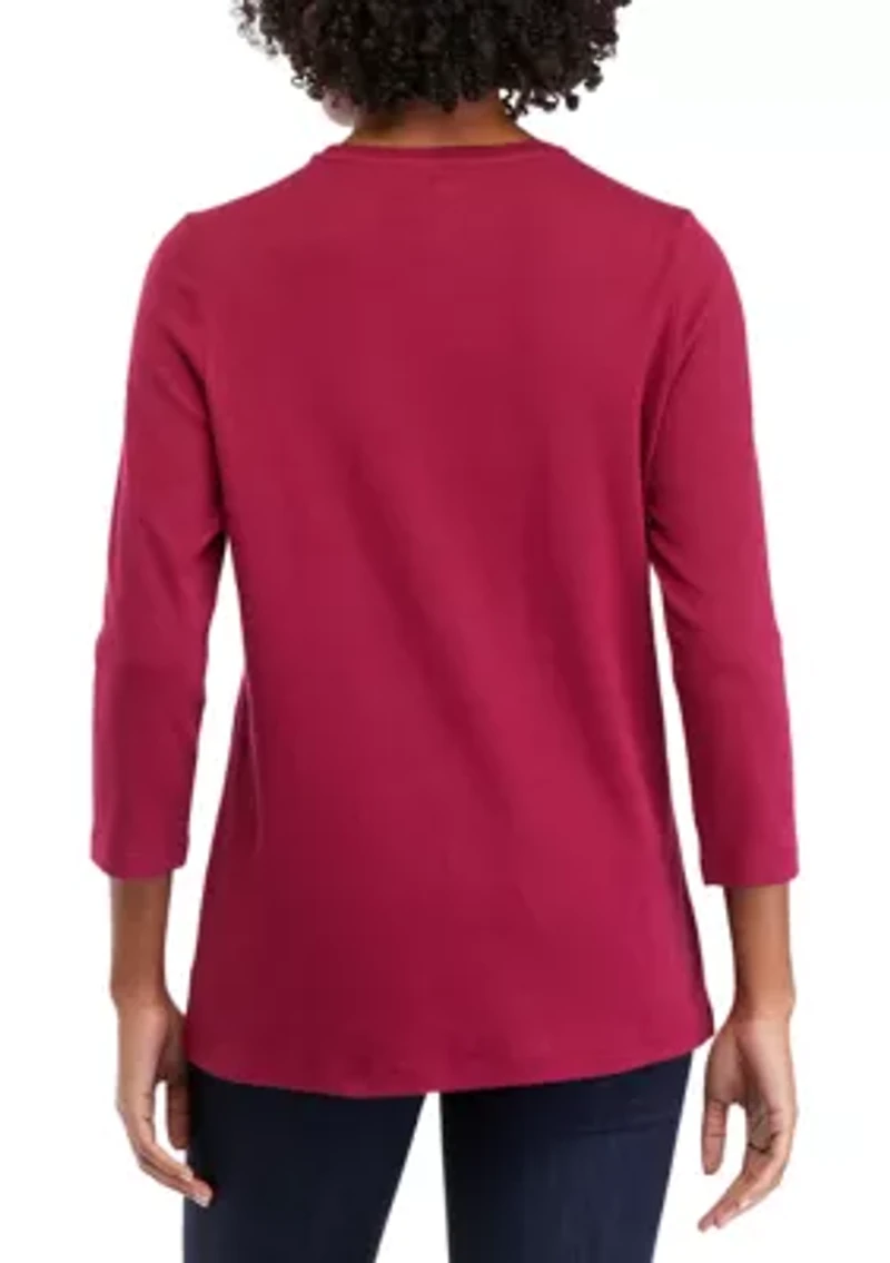 Women's 3/4 Sleeve Thankful Graphic T-Shirt